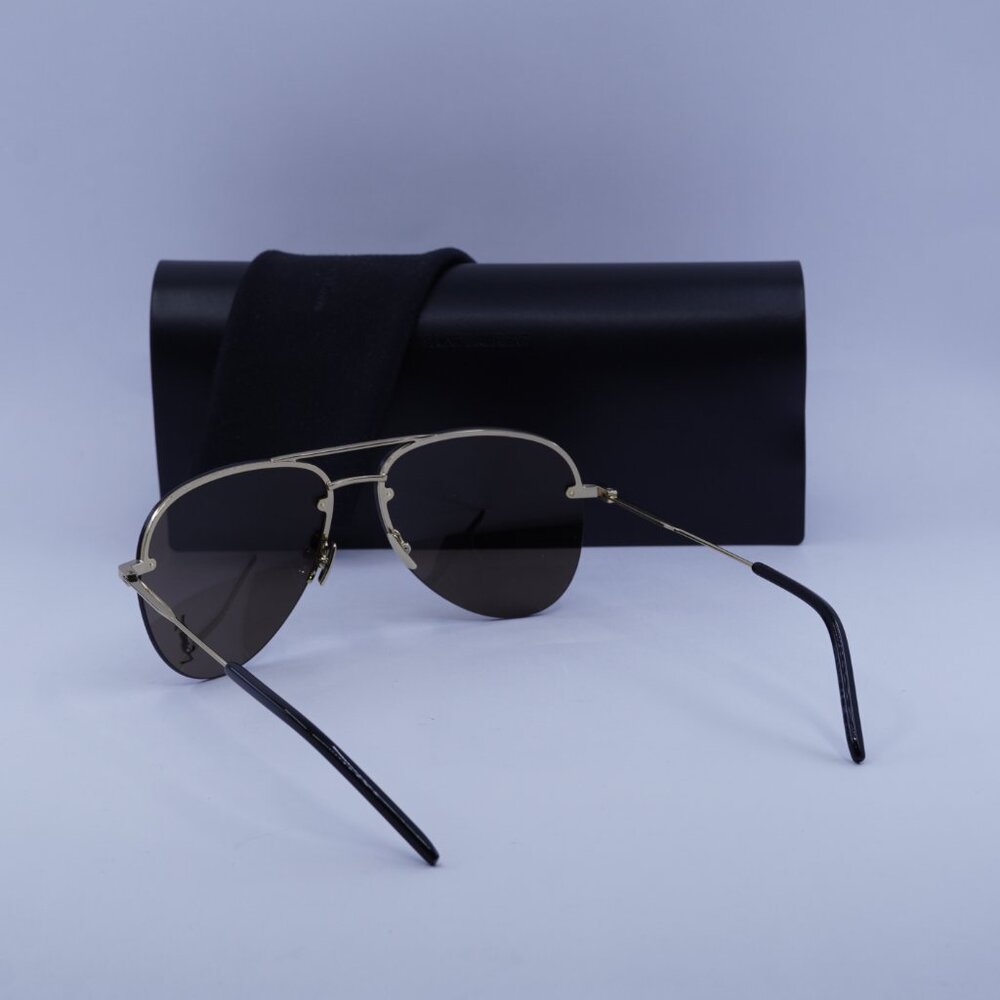 Saint Laurent CLASSIC 11 M 004 Aviator Sunglasses - Gold/Brown Mirror - Picture 6 of 12